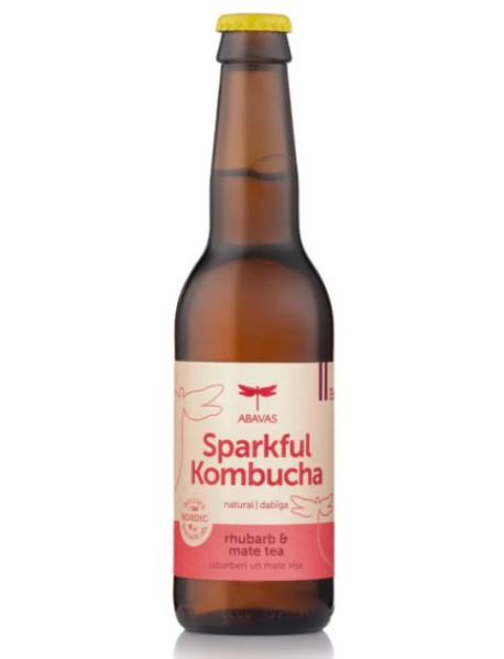 ABAVAS - Bautura Kombucha cu rubarba si ceai mate, carbonatata - 330ml