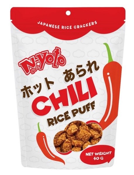 N-YOTO - Snack din orez in stil japonez, cu chilli - 40g / produs in Thailanda N-YOTO - Snack din orez in stil japonez, cu chilli - 40g / produs in Thailanda