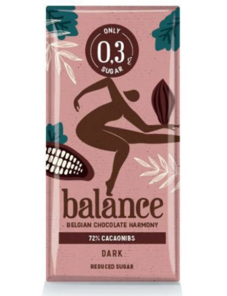 BALANCE - Tableta ciocolata neagra si pepite de cacao - 85g - cu stevia / produs in Belgia