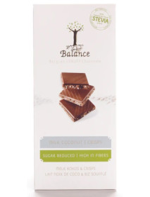 BALANCE - Tableta ciocolata cu lapte si crema cocos - 85g - cu stevia / produs in Belgia