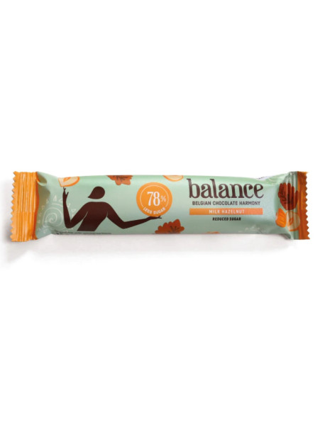 BALANCE - Baton ciocolata cu lapte si alune de padure - 35g - cu stevia / produs in Belgia