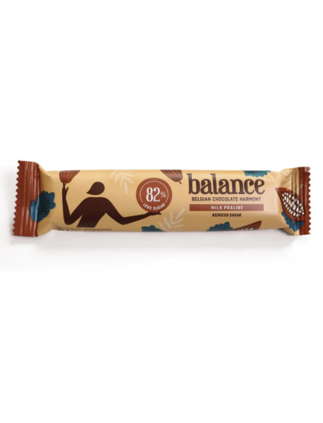 BALANCE - Baton ciocolata cu lapte si crema pralinata - 35g - cu stevia / produs in Belgia