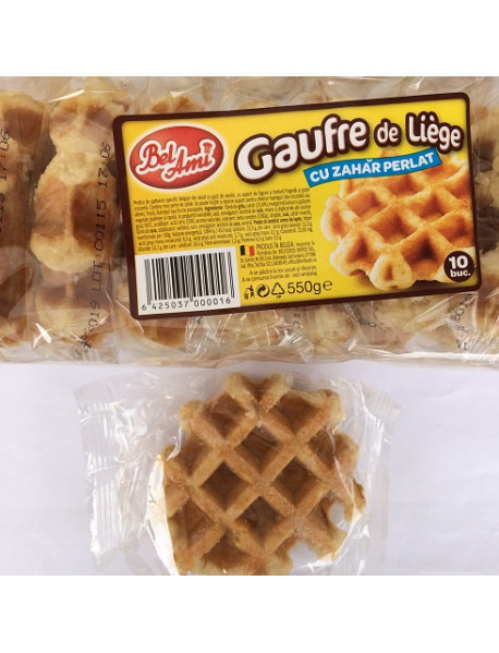 BEL AMI - Gaufres de Liege cu zahar perlat - 10bucati ambalate individual - 550g / produs in Belgia BEL AMI - Gaufres de Liege cu zahar perlat - 10bucati ambalate individual - 550g / produs in Belgia