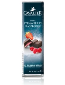 CAVALIER - Baton ciocolata neagra cu crema de capsuni si zmeura, fara zahar adaugat - 40g / produs in Belgia
