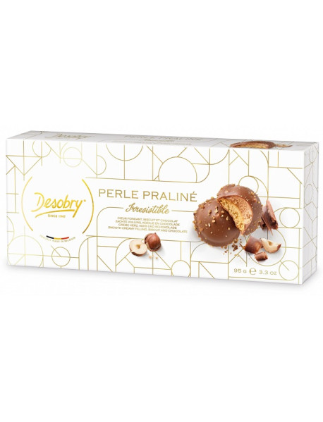DESOBRY Perle Praline - Specialitate belgiana cu crema de alune pralinate si glazura de ciocolata - 95g / produs in Belgia