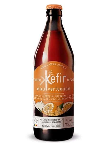 EAU VERTUEUSE - Chefir de apa cu portocale si ceai English Breakfast BIO- 330ml / produs in Belgia