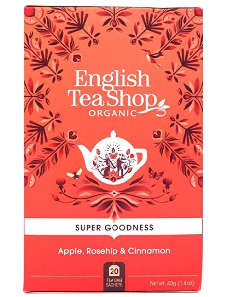 English Tea Shop - Ceai BIO - super goodness - ceai de hibiscus, cu mar, macese si scortisoara - 40g - plicuri / produs in Sri Lanka