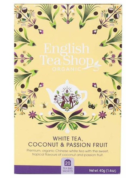 English Tea Shop - Ceai BIO - ceai alb, cocos si fructul pasiunii - 40g - plicuri / produs in Sri Lanka