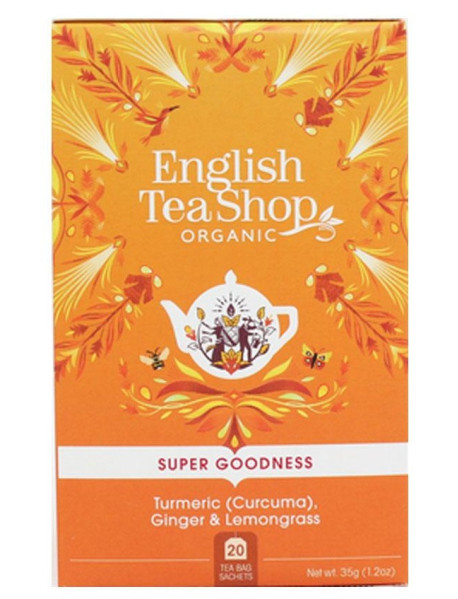 English Tea Shop - Ceai BIO - super goodness - ceai cu turmeric (curcuma), ghimbir si lemongrass - 35g - plicuri / produs in Sri Lanka English Tea Shop - Ceai BIO - super goodness - ceai cu turmeric (curcuma), ghimbir si lemongrass - 35g - plicuri / produs in Sri Lanka