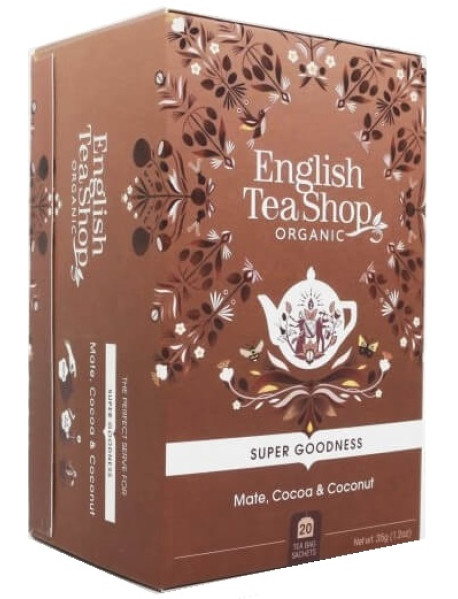 English Tea Shop - Ceai BIO - super goodness - ceai de plante cu yerba mate, cacao, ghimbir, cocos si lemn dulce - 35g - plicuri / produs in Sri Lanka