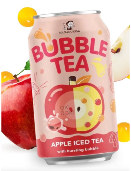 MADAM HONG - BUBBLE TEA - iced tea cu perle si suc de mere - doza 320ml / produs in Taiwan