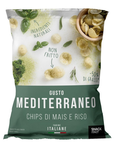 SNACK ITALY - Chips de porumb si orez cu aroma de ierburi mediteraneene - 70g / produs in Italia