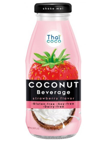 THAI COCO - Bautura de cocos cu aroma de capsuni (fara zahar adaugat) - 0.280l / produs in Thailanda