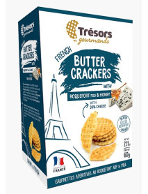 TRESORS GOURMANDS  - cracker cu unt, branza Roquefort si miere - 60g / produs in Franta TRESORS GOURMANDS  - cracker cu unt, branza Roquefort si miere - 60g / produs in Franta