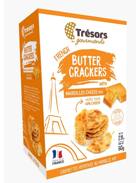 TRESORS GOURMANDS  - cracker cu unt si branza Maroilles - 60g / produs in Franta TRESORS GOURMANDS  - cracker cu unt si branza Maroilles - 60g / produs in Franta