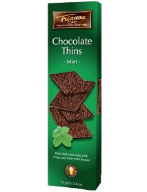 TRIANON - Foita crocanta de ciocolata neagra cu bucatele de zahar si gust de menta - 75g / produs in Olanda