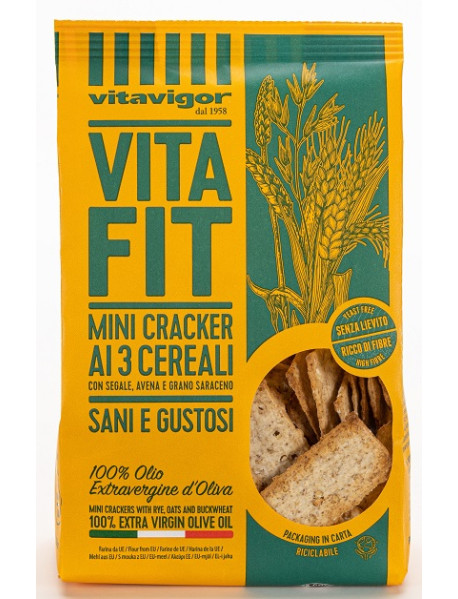 VITAFIT - Mini cracker cu 3 cereale: secara, ovaz, hrisca - 150g / produs in Italia