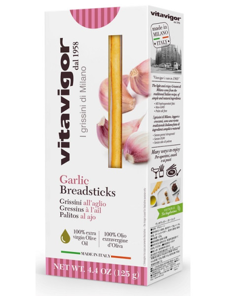 VITAVIGOR - Grisine milaneze cu gust de usturoi - 125g / produs in Italia