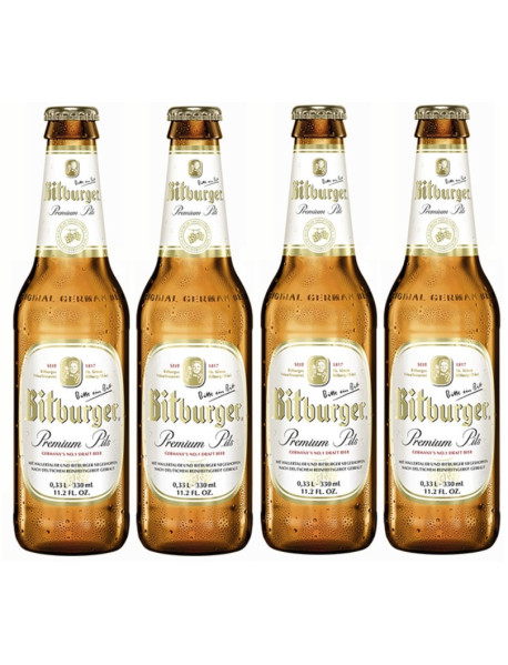 Oferta Speciala - 4 beri BITBURGER PREMIUM PILS - Bere blonda 4.8% alc. sticla -  0.33l - la pret special / bere pilsner Germania
