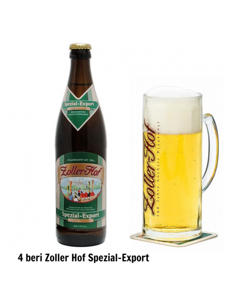 Oferta Speciala - 4 beri artizanale germane ZOLLER-HOF Spezial Export si 1 halba de bere / bere speciala Germania